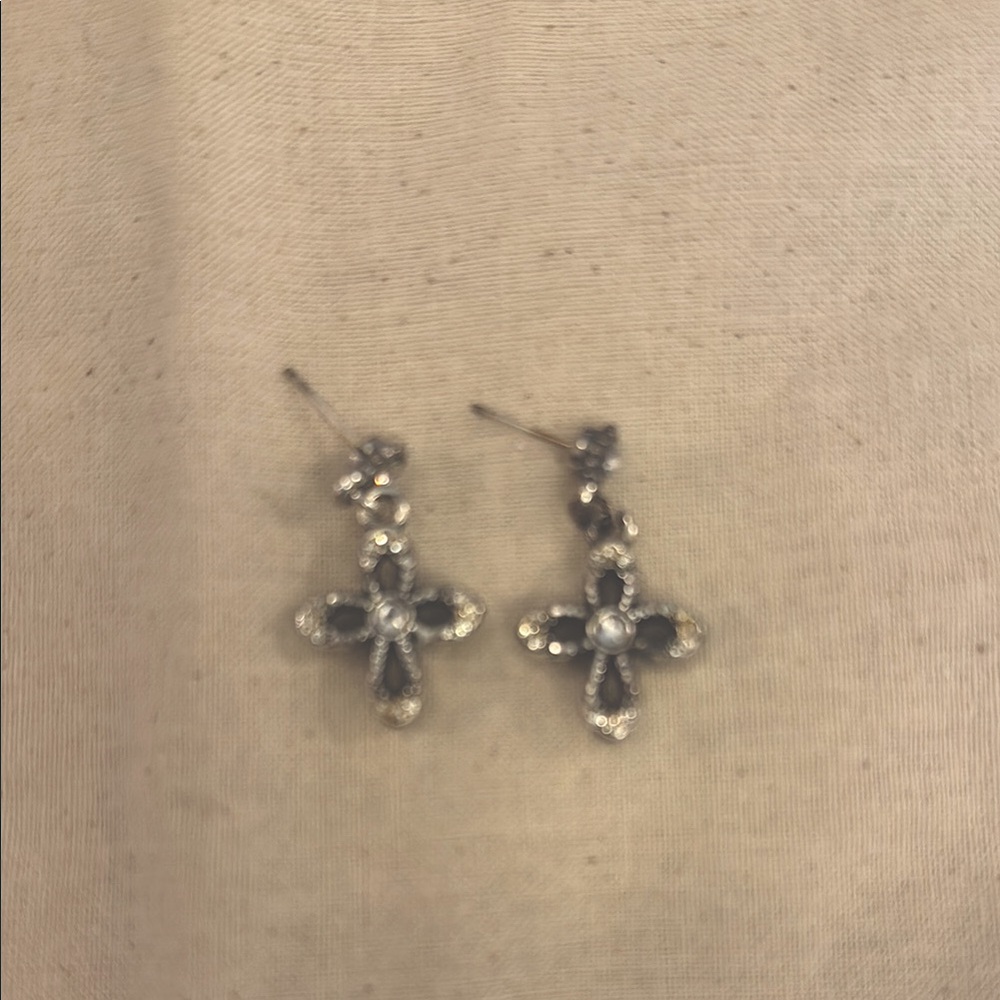 Brighton Silver Cross Earrings